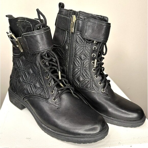Vince Camuto Womens Leather Boots Toralina Combat Lace-Up & Side Zip Size 6.5M - Picture 1 of 14